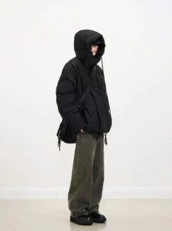 High Collar Hooded Puffer Jacket With Pockets -Modern Wear Shop cf7fdf1e6727e4f9f7411007aac4e588