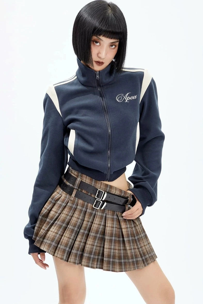 Plaid Pleated Double-Belted Mini Skirt 2 Plaid Pleated Double-Belted Mini Skirt - Image 2