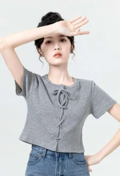 Square Neck Drawstring Crop Top -Modern Wear Shop cfef5abd30344b0151517c2161a5237a