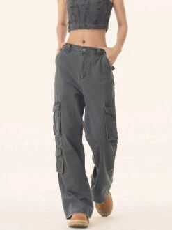 Straight Leg Utility Cargo Pants With Multiple Flap Pockets -Modern Wear Shop d01f33aa0c09125d0f32fcfc75640367
