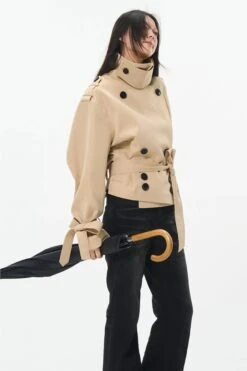 Overlapped Cropped Trench Coat With Belt -Modern Wear Shop d0351252c94950f5ac08ed6355d05258