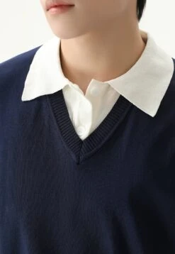 Ribbed Mock Two-Piece Vest Collared Shirt -Modern Wear Shop d0784b11c858f57b5a73468ad7e07843