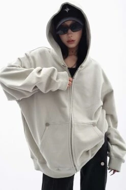 Oversized Studded Zip Hoodie -Modern Wear Shop d0ad94677b7e49d5747de97e549eb5ef