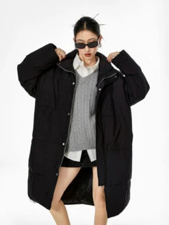Oversized Stand Collar Puffer Coat With Scarf -Modern Wear Shop d0de13b5e1eb23ad9ff2b94af600315b