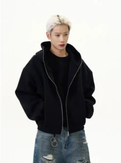 Oversized Zip-Up Zip-Through Hoodie Jacket -Modern Wear Shop d1122b2c49f160da0d911320ce8f7c9e