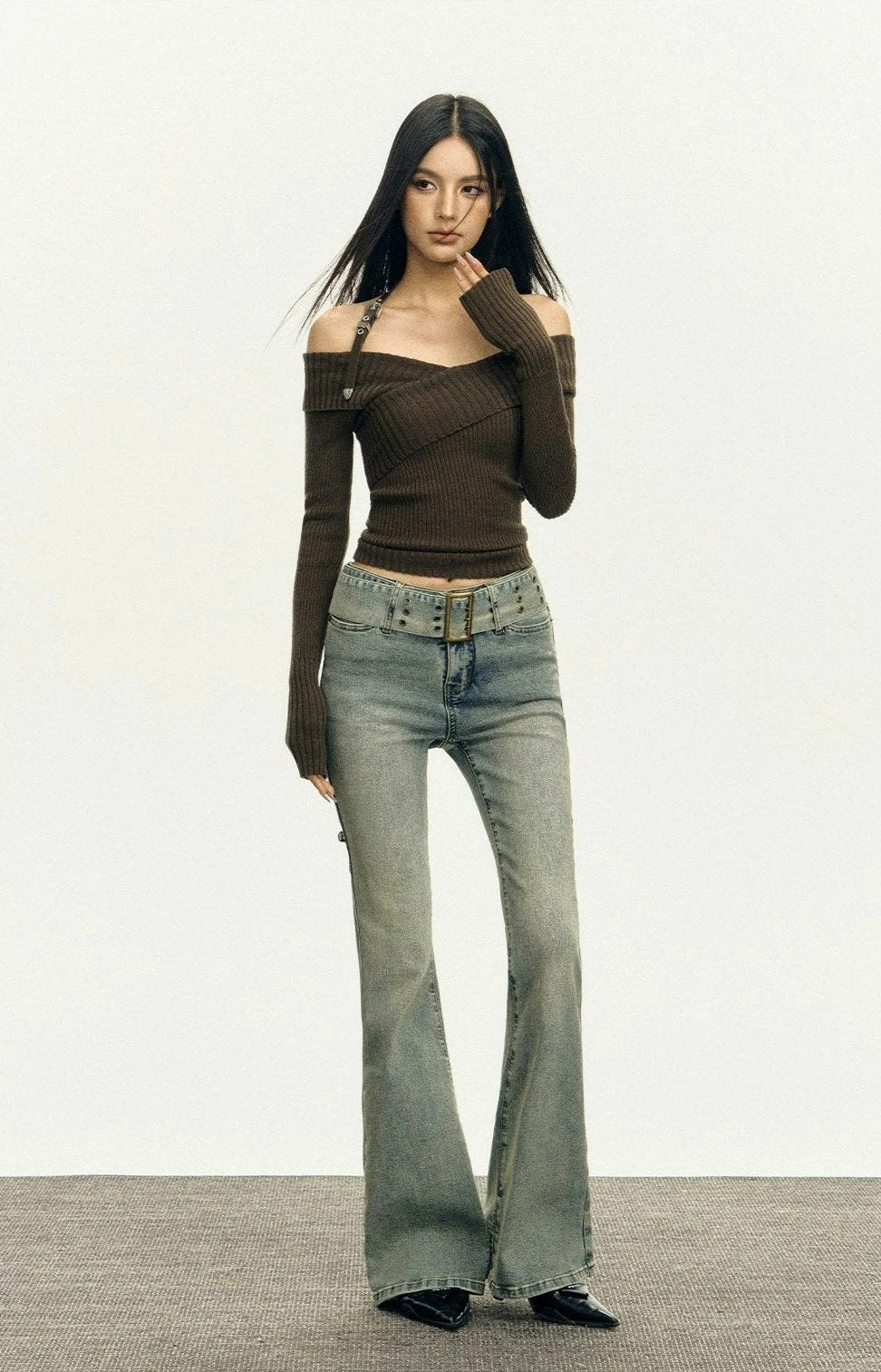 Halter Neck Ribbed Knit Long Sleeve Top 7 Halter Neck Ribbed Knit Long Sleeve Top - Image 7