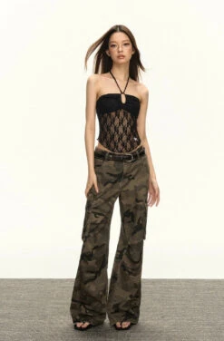 Lace Overlay Mesh Halter Neck Crop Top -Modern Wear Shop d1e12a37428929e1ada18e7de8db2253