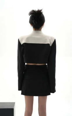 Color Block Cropped Moto Zip Up Jacket -Modern Wear Shop d23034fdfa87491822c7651aa9fa7f17