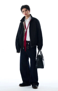 Oversized Houndstooth Reversible Zip Jacket With Elastic Trim 26 Oversized Houndstooth Reversible Zip Jacket With Elastic Trim -Modern Wear Shop d28cb43674683ab6c40f4c552fa5de5c