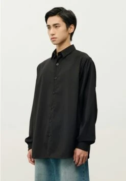 Oversized Button-Down Shirt With Stand Collar -Modern Wear Shop d30227c4ddf2024a78c59ca496f7f39a