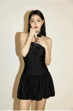 Rosette Detail Ruched Skirted One-Piece Swimdress -Modern Wear Shop d33f6d6a0d4cea158aef604ba4171ca1