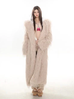 Faux Fur Longline Hooded Coat -Modern Wear Shop d374ceb6b9e229ad23e6d94632b32fb6