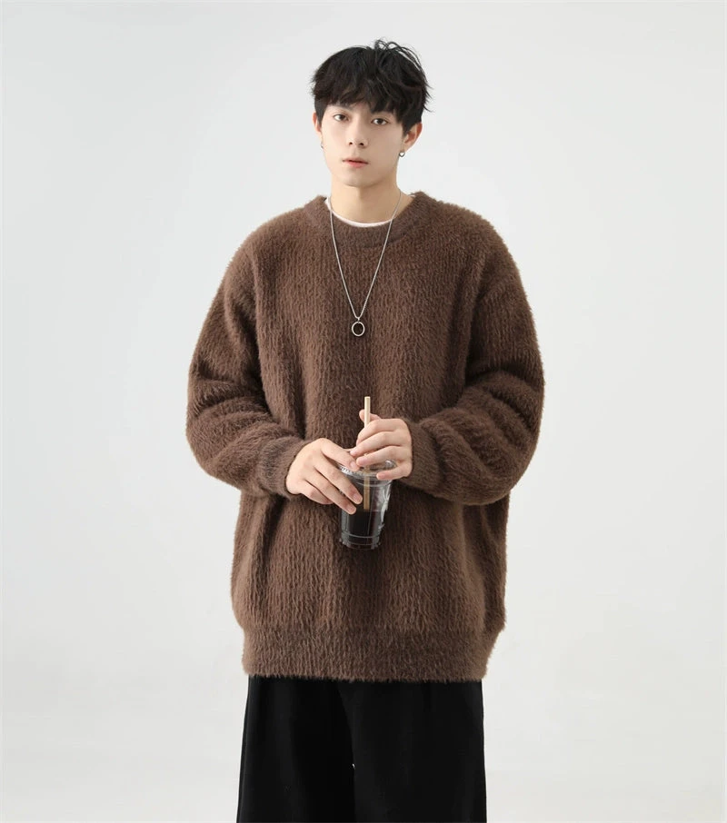 Fuzzy Crew Neck Oversized Knit Sweater 10 Fuzzy Crew Neck Oversized Knit Sweater - Image 10