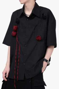 Short Sleeve Shirt With Sculpted Rosette Embellishments -Modern Wear Shop d421fc14b6b4212215d1bd844119dbe0