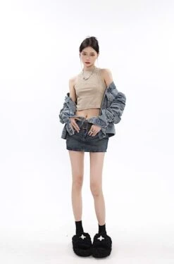 Belted Denim Micro-Mini Skirt -Modern Wear Shop d47f591568e4c1ed0ef996faff3ab13a