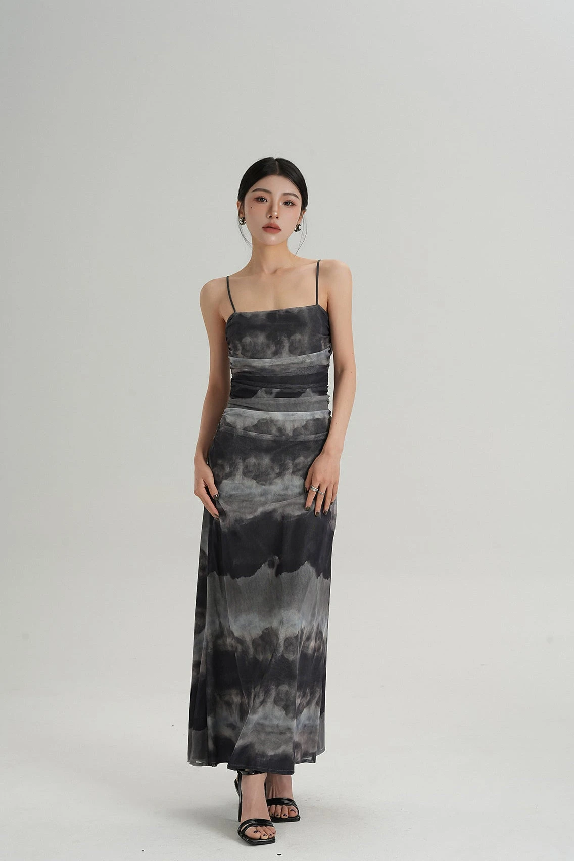 Spaghetti Strap Ruched Tie-Dye Maxi Dress 2 Spaghetti Strap Ruched Tie-Dye Maxi Dress - Image 2