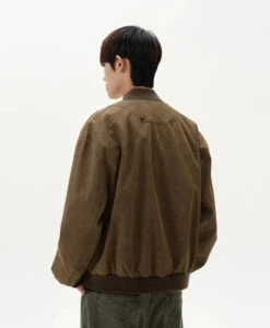 Ribbed Trim Bomber Jacket With Zip Pockets -Modern Wear Shop d4c76710ccef107cad4d10c7ecc3c196