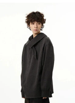 Drop Shoulder Sweatshirt With Scarf Detail -Modern Wear Shop d5ab35127160cc52d8150190e46c0199