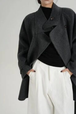 High Collar Asymmetric Button Coat With Belt 22 High Collar Asymmetric Button Coat With Belt -Modern Wear Shop d5c770a0de2dc078d9d5bf11cad26be4