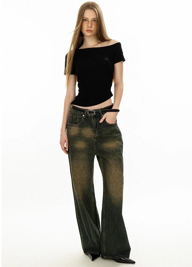 Asymmetric Neckline Slim Short Sleeve Crop Top 18 Asymmetric Neckline Slim Short Sleeve Crop Top - Image 18