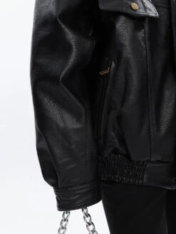 Drop Shoulder Faux Leather Bomber Jacket -Modern Wear Shop d5f2881a2a81c76eff51c7935570147a