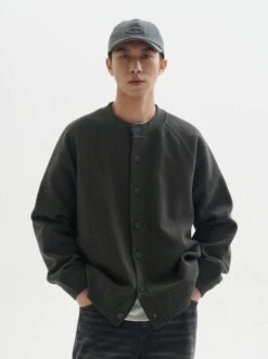 Button-Up Textured Knit Bomber Jacket -Modern Wear Shop d604bf1d8a9df02f098edf3b5a8176d7