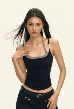 Sleeveless Layered Tank Top With Adjustable Straps -Modern Wear Shop d610afd8c4b855e894dbc140d215cfb7