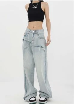 Mock Two-Piece Faded Distressed Jeans -Modern Wear Shop d6806a09a29f5ca86c1ef9cd7f69b7fc