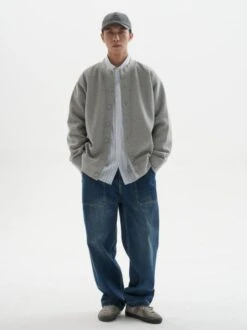 Button-Up Textured Knit Bomber Jacket -Modern Wear Shop d68a2b235118d1f07f5aaab3bfc4052d