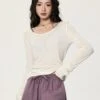 Long Sleeve Scoop Neck Soft Jersey Top