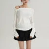 Asymmetric Single-Strap Off-Shoulder Long Sleeve Top