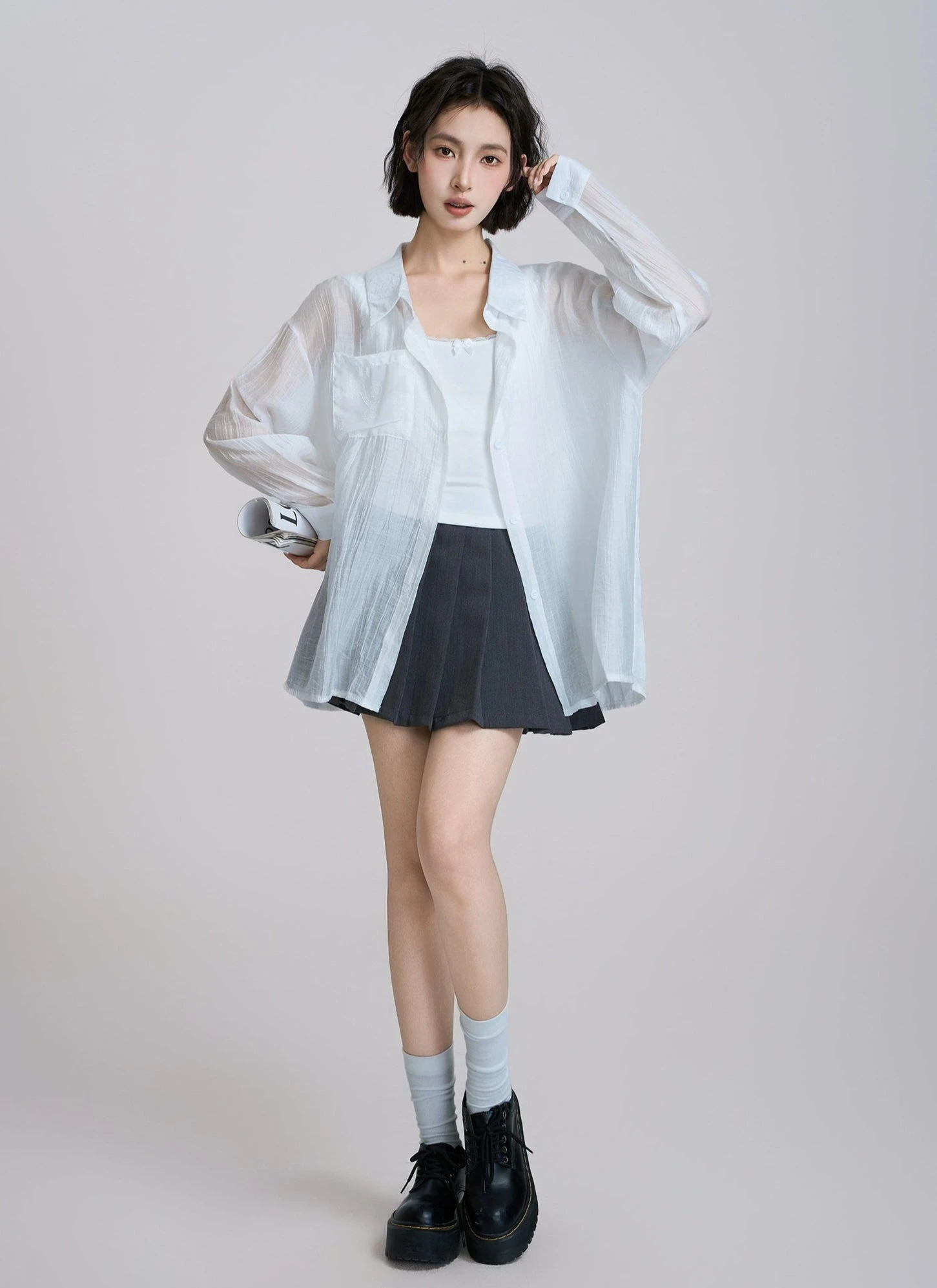 Sheer Floral Tie-Back Long Sleeve Shirt 5 Sheer Floral Tie-Back Long Sleeve Shirt - Image 5