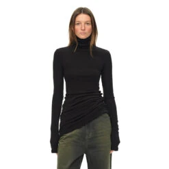Slim Turtleneck Long Knit Lightweight Sweater