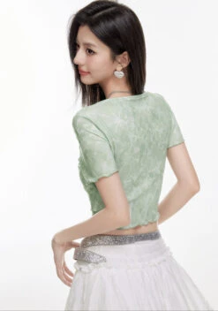 Tie Front Cutout Ribbed Short Sleeve Crop Top -Modern Wear Shop d7f1352ef51fb002b9141f4edf8d658f