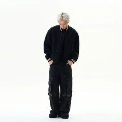 Contrast Ribbed Trim Baseball Jacket -Modern Wear Shop d806146c105b129cf7d23a156966f1bb