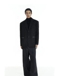 Structured Single Breasted Blazer With Zip Details -Modern Wear Shop d83779e4e0fbf7b5590bcc0f1faf4d06