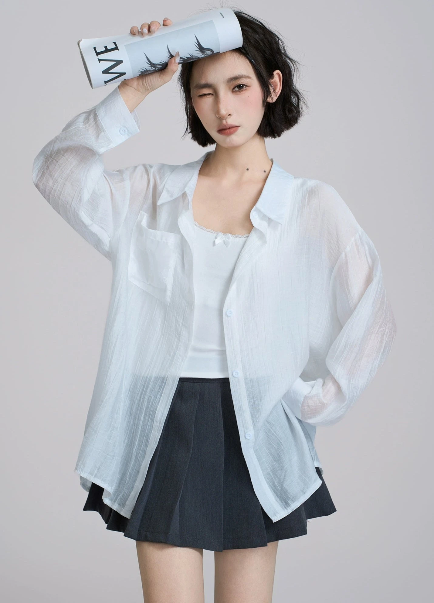 Sheer Floral Tie-Back Long Sleeve Shirt 3 Sheer Floral Tie-Back Long Sleeve Shirt - Image 3