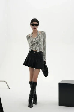 Stripe Halter Neck Knot Long Sleeve Blouse 29 Stripe Halter Neck Knot Long Sleeve Blouse -Modern Wear Shop d846da435da307cbfcaaf8575e128605