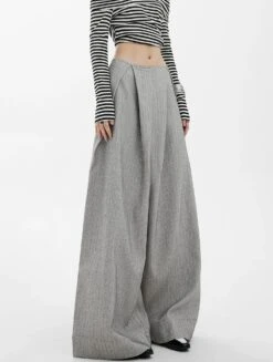 Wide-Leg High Waist Panel-Pleat Palazzo Trousers -Modern Wear Shop d84b97056cb56cb36c303db624bc2f40
