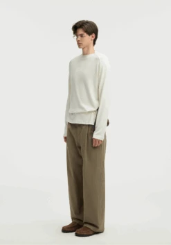 Straight Leg Pleated Trousers With Button Waist And Belt Loops -Modern Wear Shop d88dab1e589877c2d0dfc24782d5fffc