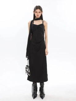 Slim Draped Neckline Sleeveless Maxi Dress -Modern Wear Shop d90a991cd3c0f65cdf6e1b793bd79935