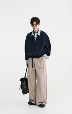 Half Zip Mock Two-Piece Layered Pullover Sweatshirt -Modern Wear Shop d98a0890400cd8ee1587fcf8883ea62e