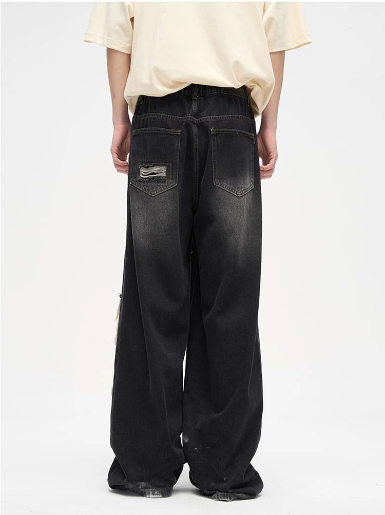 Faded Distressed Patchwork Jeans 4 Faded Distressed Patchwork Jeans - Image 4