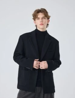 Oversized Single-Breasted Blazer Jacket With Structured Notched Lapel -Modern Wear Shop d99443a6fa99cf2a59adcc2212e539f3