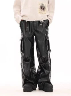 Oversized Cargo Pocket Faux Leather Pants -Modern Wear Shop d9aea65d35ef1fff6a76bd08f3f92507