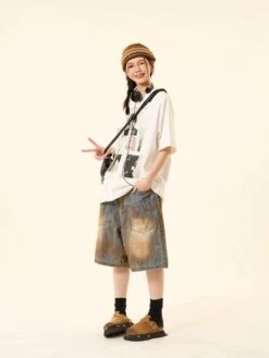 Sandblast Denim Bermuda Shorts With Oversized Pockets -Modern Wear Shop da83c5ec5b6e8d136e73059e0459e1d4