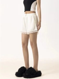 Elastic Waist Contrast Trim Lace Shorts 16 Elastic Waist Contrast Trim Lace Shorts -Modern Wear Shop db39b4e0439c3637887fc02d2d5cf8d5