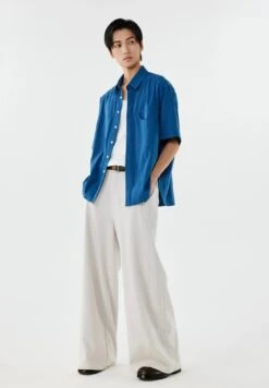 Collared Linen-Blend Button-Up Shirt 19 Collared Linen-Blend Button-Up Shirt -Modern Wear Shop db5866d28ba3e3ed4479dfc6f37e2ceb