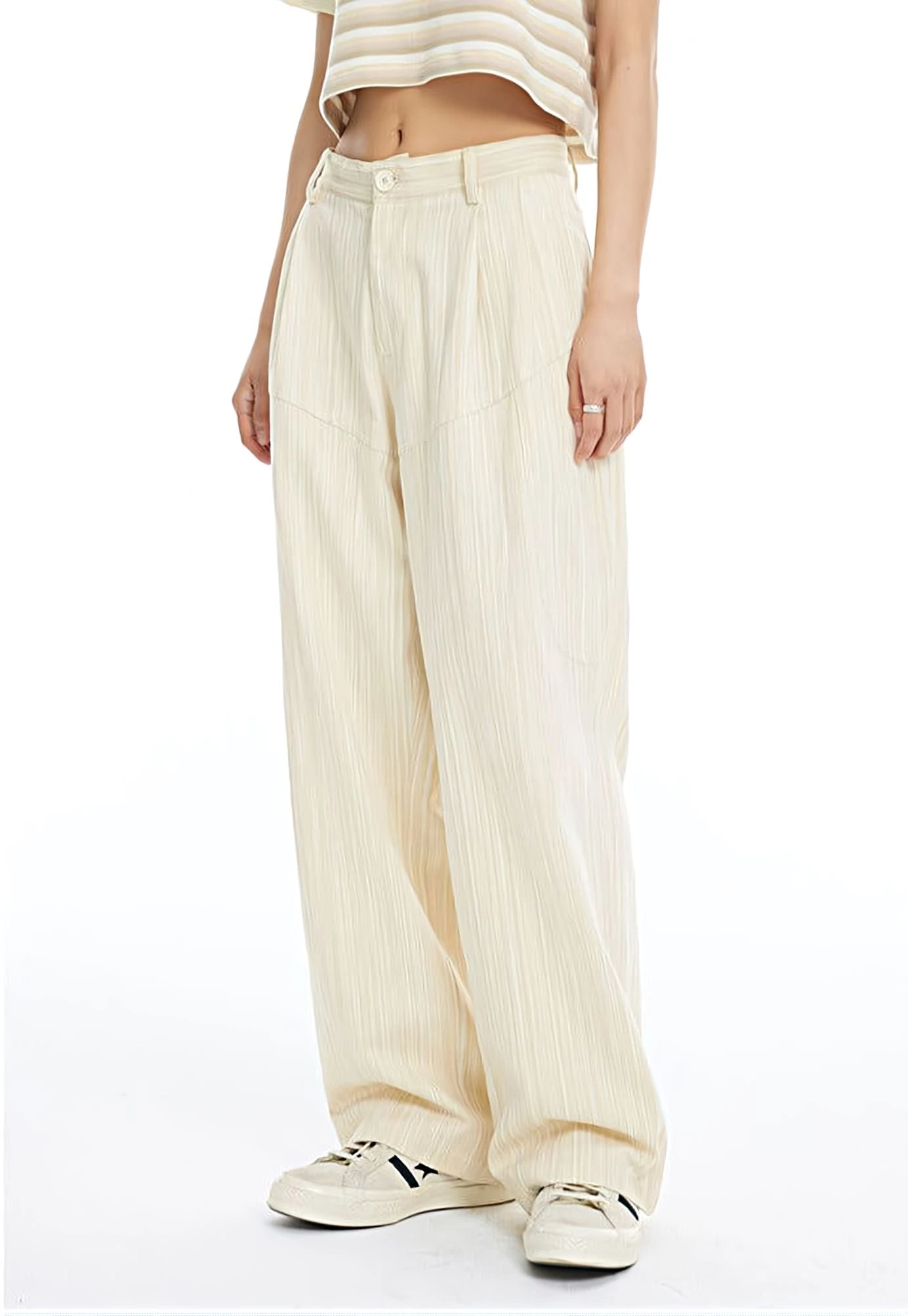 Textured Pinstripe Wide Leg Pants 1 Textured Pinstripe Wide Leg Pants