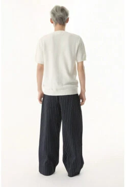 Mock Two-Piece Pinstripe Wide Leg Trousers With Elastic Waist -Modern Wear Shop dbc3d6c87a0b9c70f6828b80c568df1c